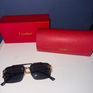 Cartier Sunglasses with Black Lenses and Gold Frame